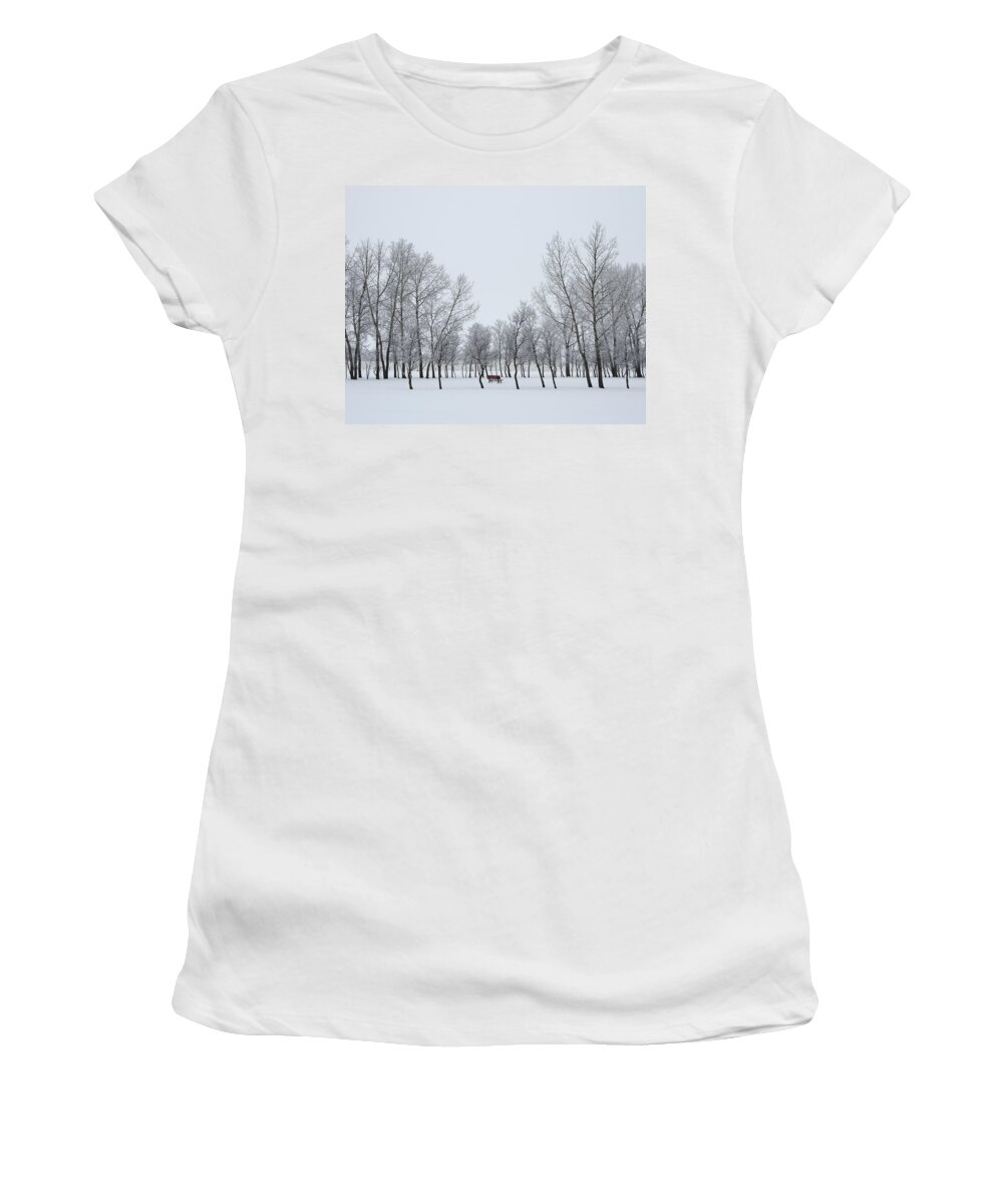 Manitoba Women's T-Shirt featuring the photograph I Sit Alone by Sandra Parlow