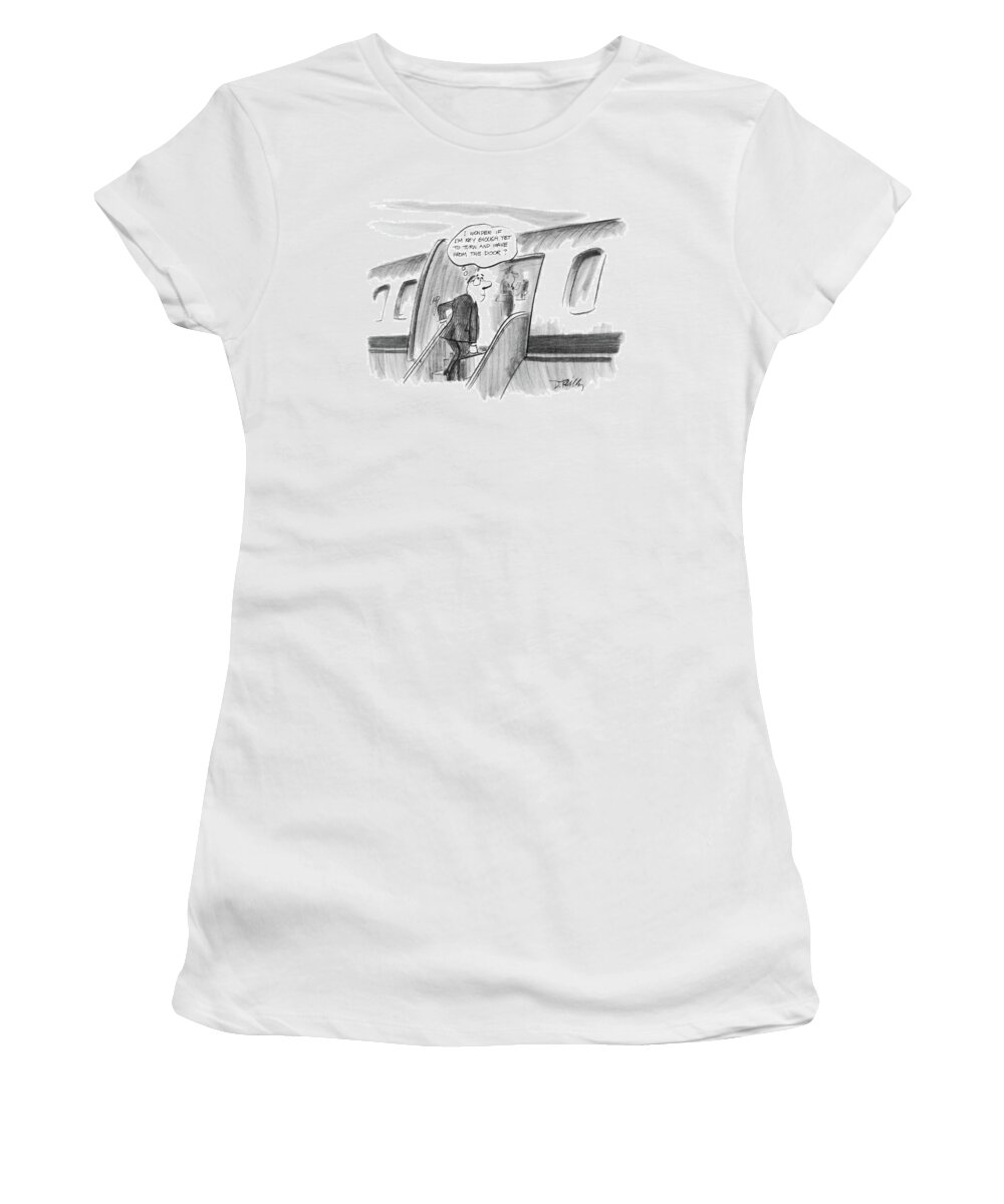 Psychology Women's T-Shirt featuring the drawing 'i Wonder If I'm Key Enough Yet To Turn And Wave by Donald Reilly