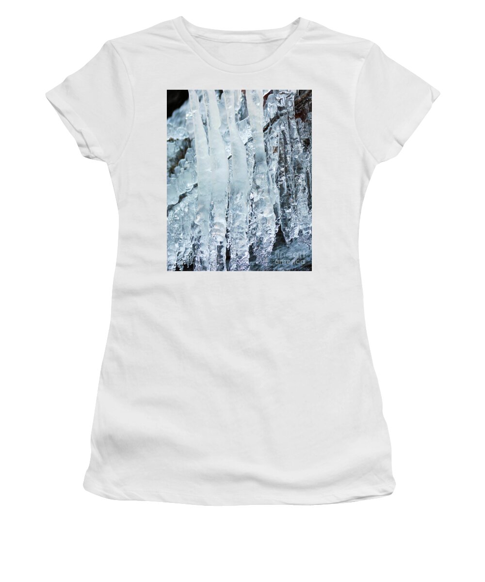 Frost Women's T-Shirt featuring the photograph Icicles 2014 by Karen Adams