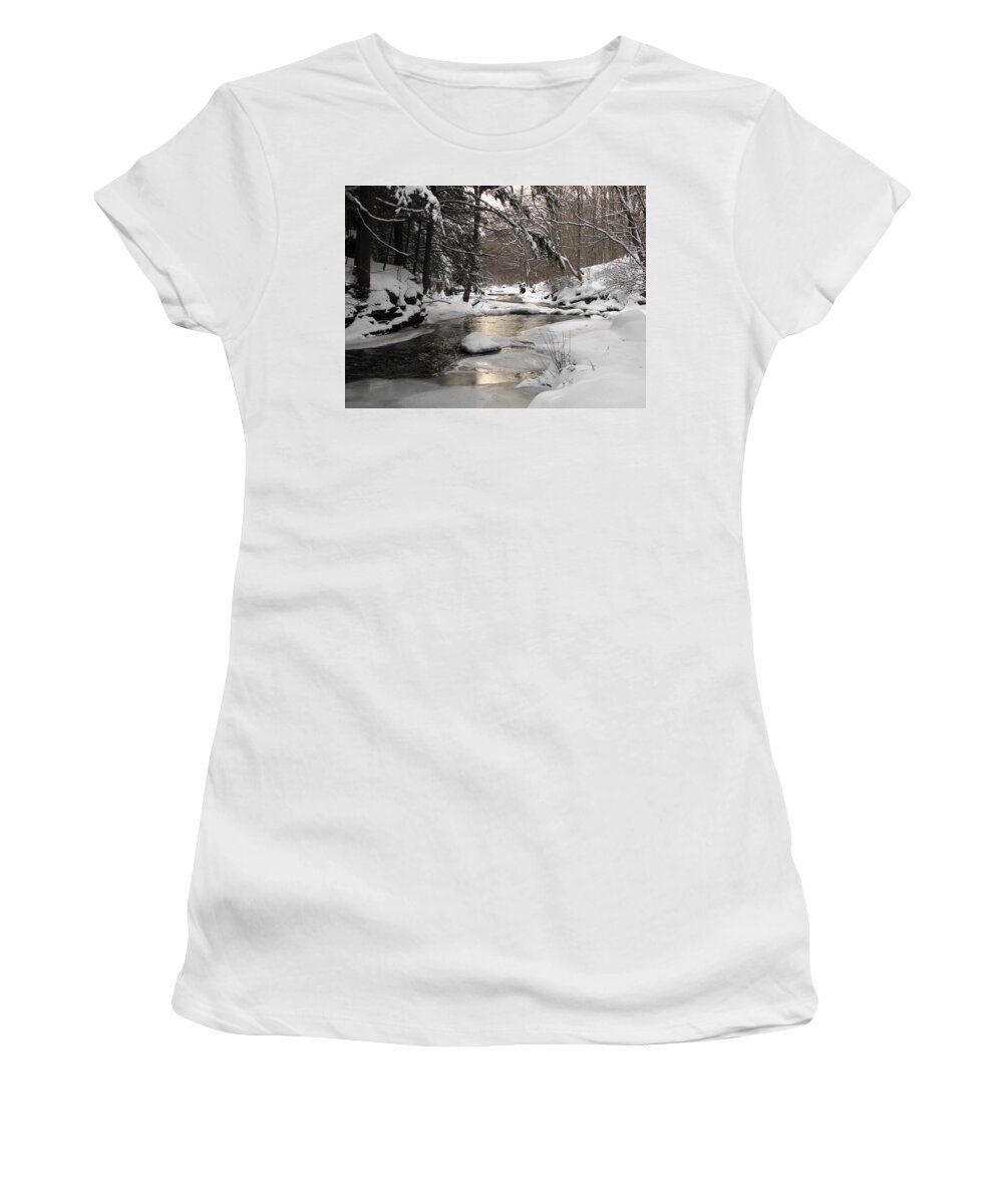 Ice Women's T-Shirt featuring the photograph Icy Brook by Gary Blackman