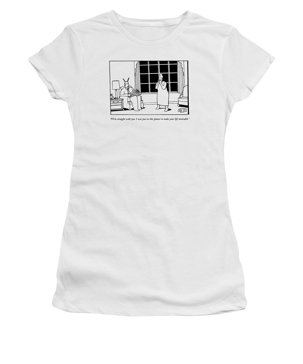 (husband Women's T-Shirt featuring the drawing I'll Be Straight With You. I Was Put On This by Bruce Eric Kaplan