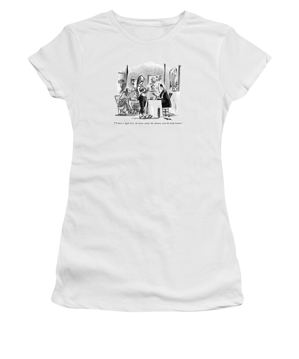 Dining Women's T-Shirt featuring the drawing I'll Have A Light Beer by Lee Lorenz