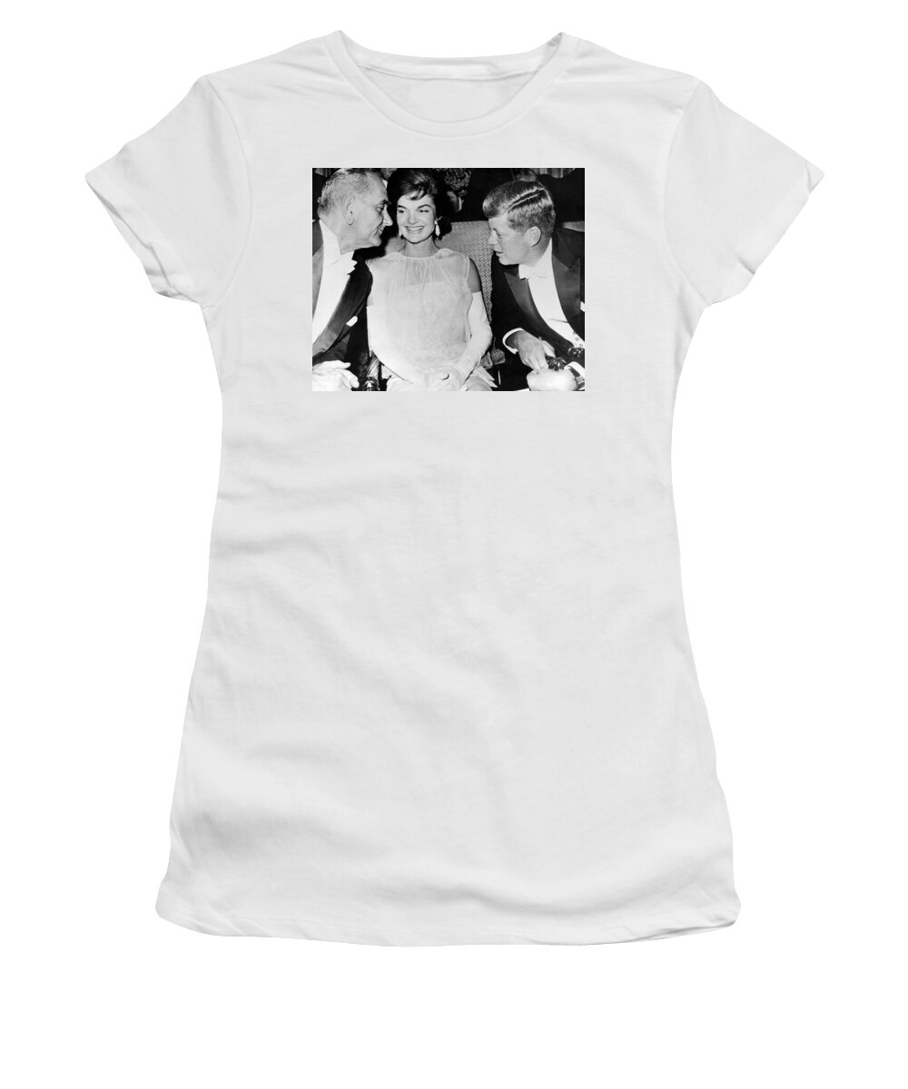 1961 Women's T-Shirt featuring the photograph Inaugural Ball Conversation by Underwood Archives