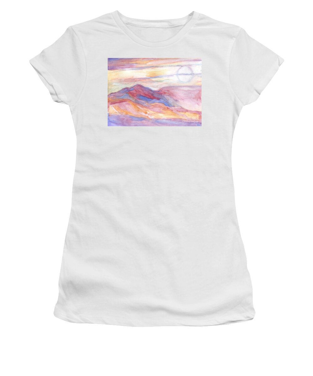 Indian Summer Sky Women's T-Shirt featuring the painting Indian Summer Sky by Roz Abellera