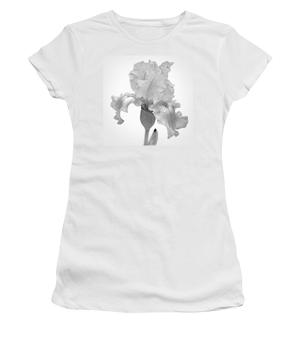 Black And White Women's T-Shirt featuring the photograph Iris in the Rain by David and Carol Kelly