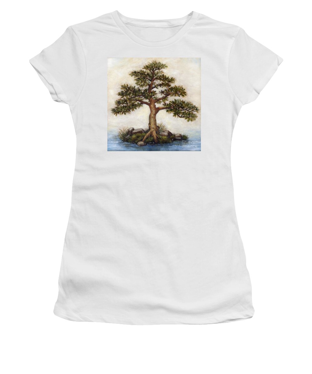 Island Women's T-Shirt featuring the painting Island Tree by Randy Wollenmann