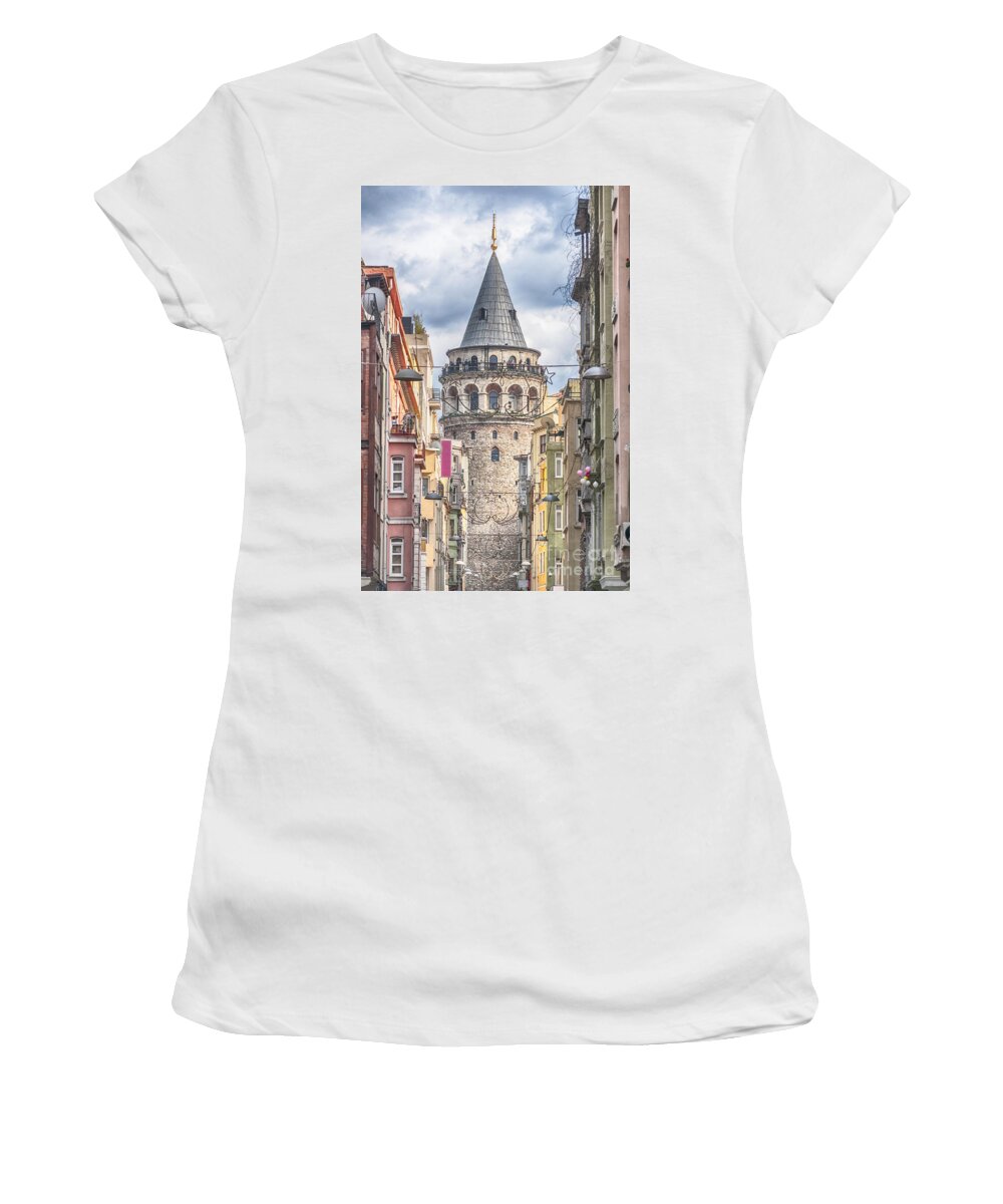 Istanbul Women's T-Shirt featuring the photograph Istanbul Galata Tower by Antony McAulay