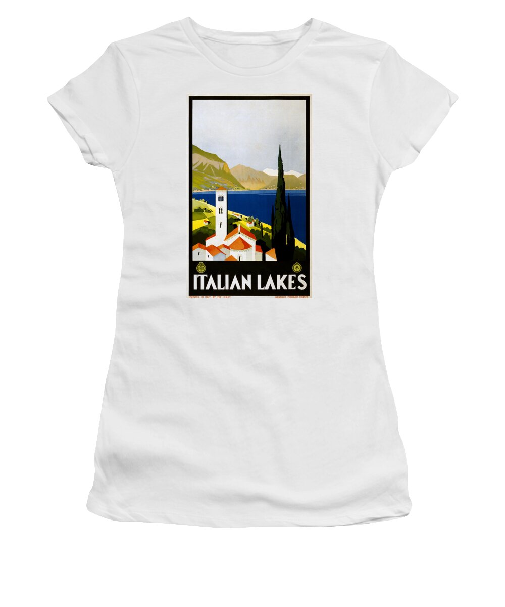 Italian Lakes Women's T-Shirt featuring the digital art Italian Lakes by Georgia Clare