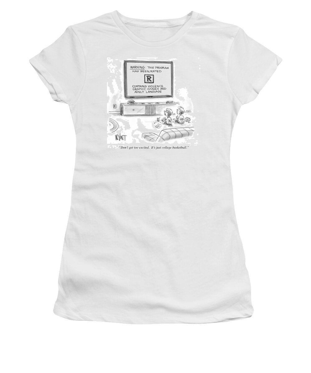 Cartoon Women's T-Shirt featuring the drawing It's Just College Basketball by Christopher Weyant
