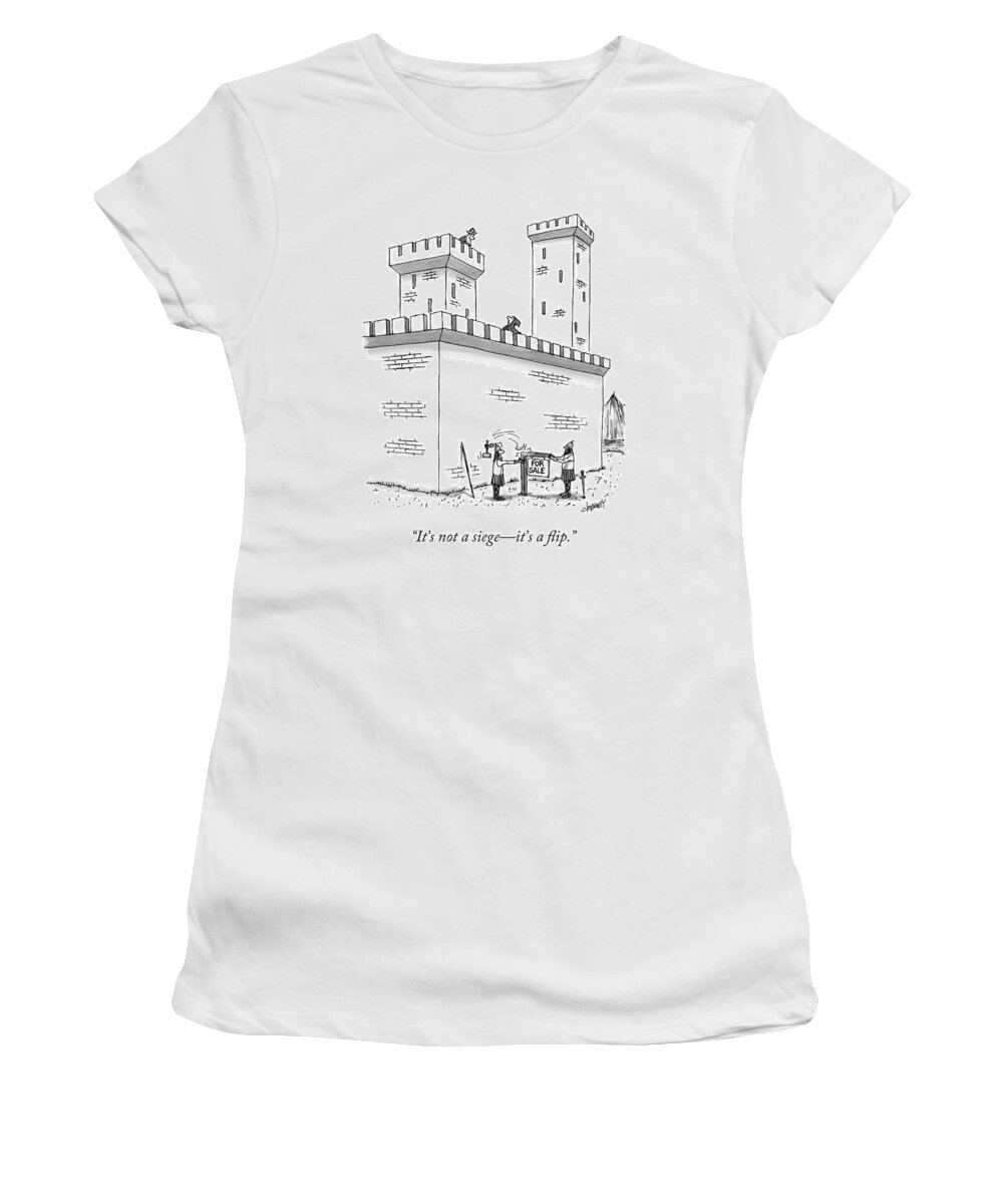 King Women's T-Shirt featuring the drawing It's Not A Siege - It's A Flip by Tom Cheney