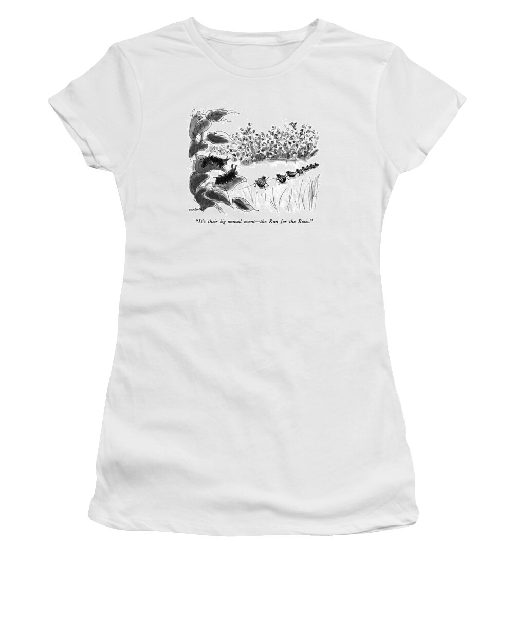 Insects Women's T-Shirt featuring the drawing It's Their Big Annual Event - The Run by James Stevenson
