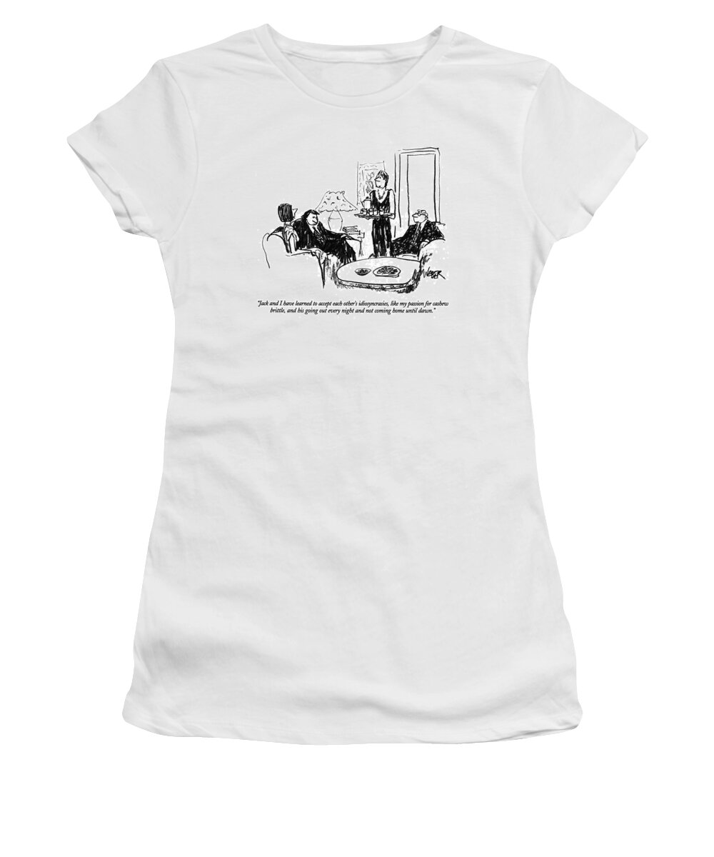 Marriage Women's T-Shirt featuring the drawing Jack And I Have Learned To Accept Each Other's by Robert Weber