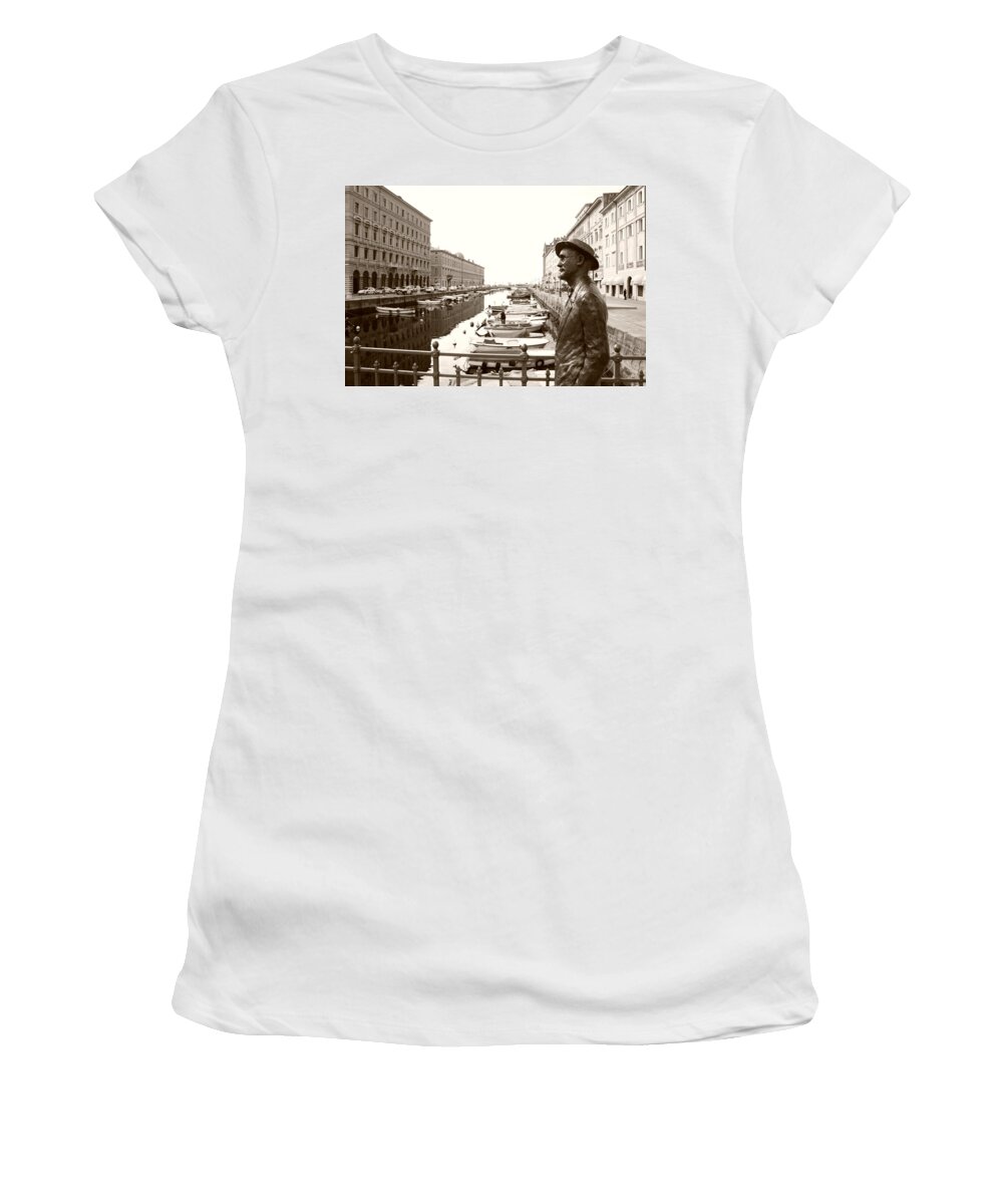 Adriatic Women's T-Shirt featuring the photograph James Joyce in Trieste by Ulrich Kunst And Bettina Scheidulin