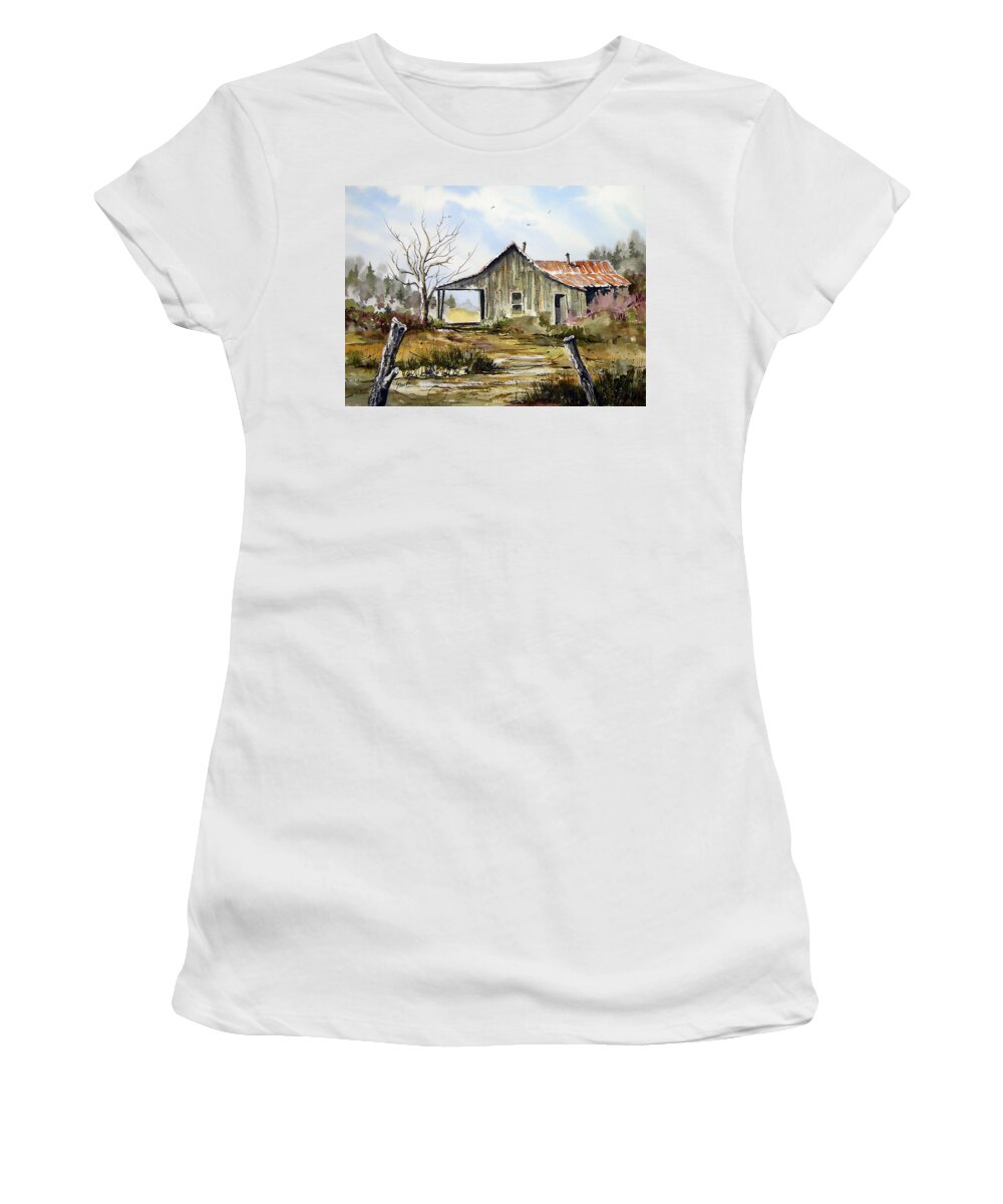 Shack Women's T-Shirt featuring the painting Joe's Place by Sam Sidders