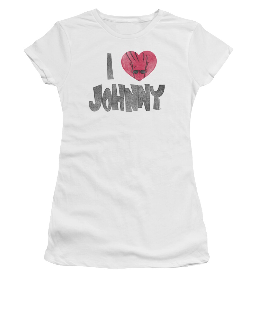 Johnny Bravo Women's T-Shirt featuring the digital art Johnny Bravo - I Heart Johnny by Brand A
