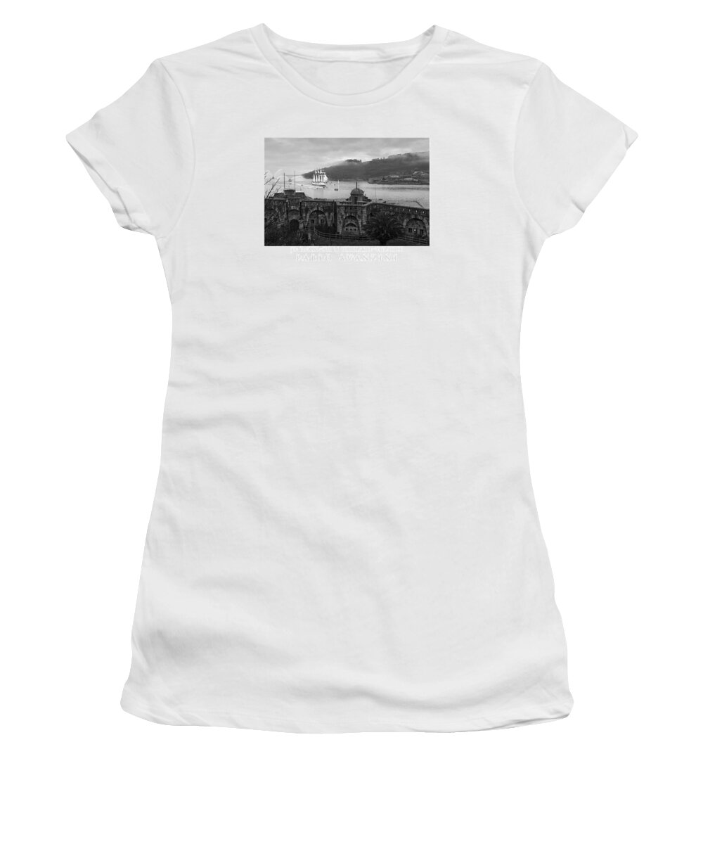 Elcano Women's T-Shirt featuring the photograph Juan Sebastian Elcano arrival to the port of Ferrol by Pablo Avanzini