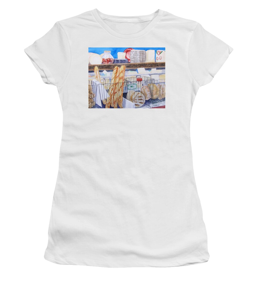 Original Women's T-Shirt featuring the painting Just Add Wine by Carol Flagg