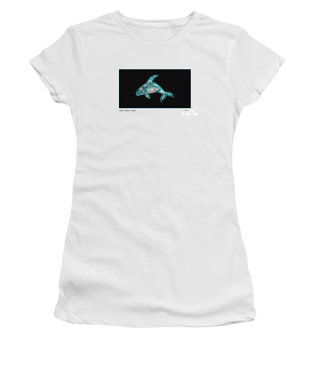 Killer Whale Women's T-Shirt featuring the mixed media Killer Whale Totem by Art MacKay
