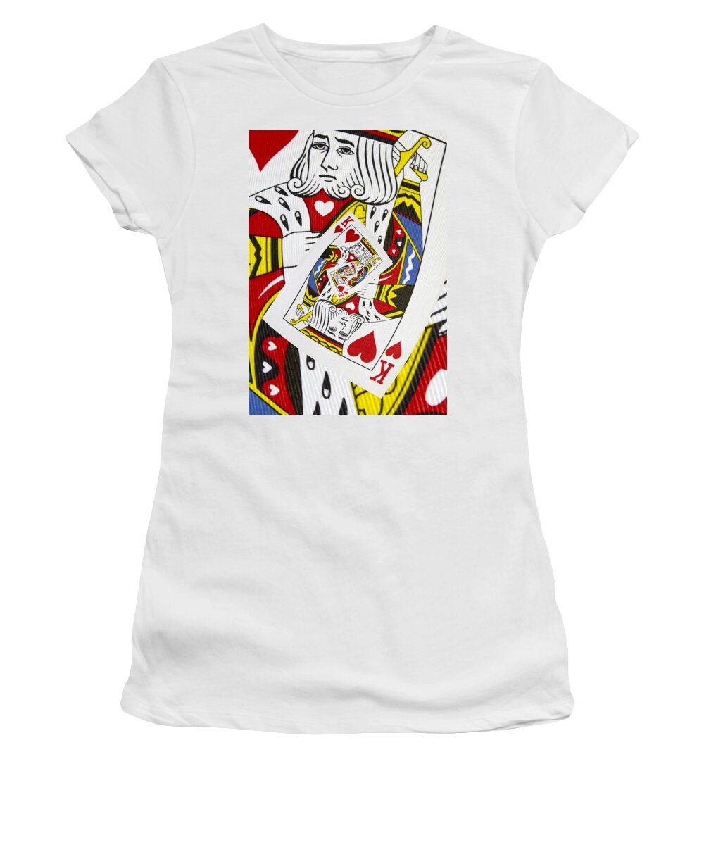 Card Women's T-Shirt featuring the photograph King of Hearts Collage by Kurt Van Wagner