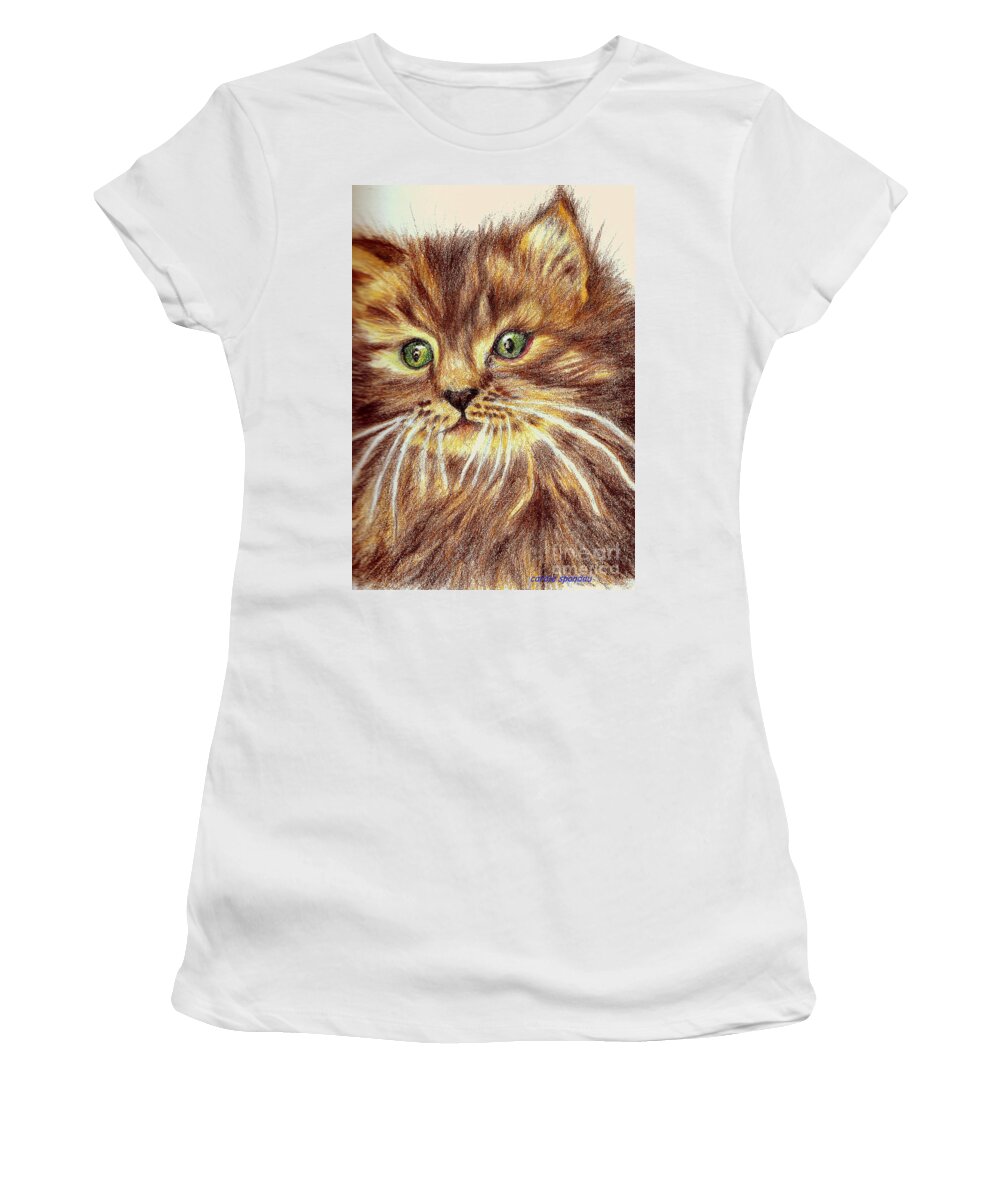 Iphones Women's T-Shirt featuring the painting Kitty Kat Iphone Cases Smart Phones Cells And Mobile Phone Cases Carole Spandau 317 by Carole Spandau