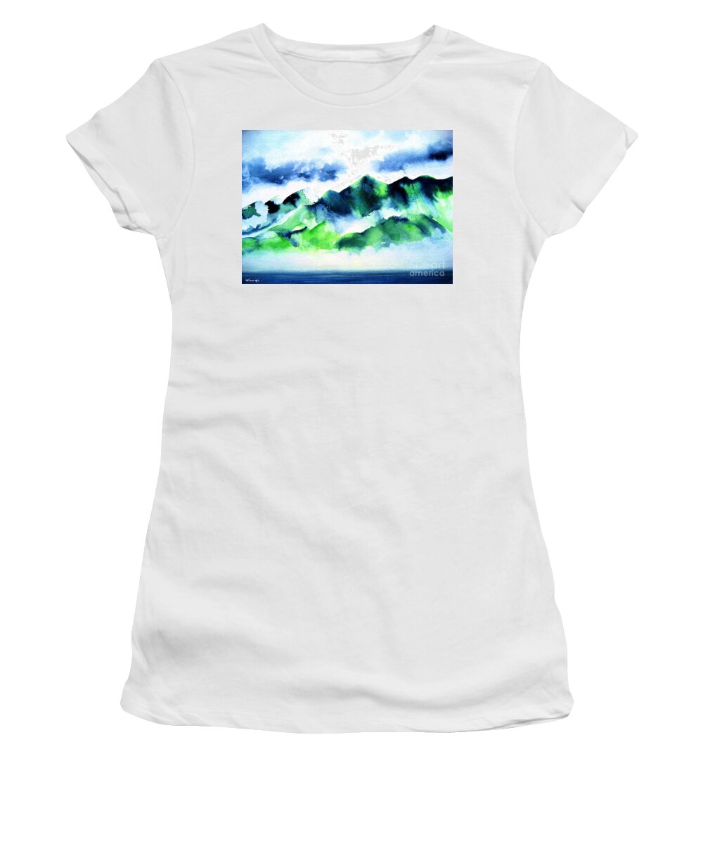 Mountains Women's T-Shirt featuring the painting Komohana by Frances Ku