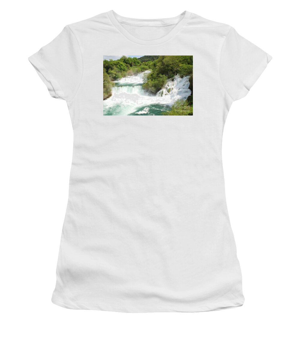Waterfalls Women's T-Shirt featuring the photograph Krka waterfalls Croatia by David Fowler