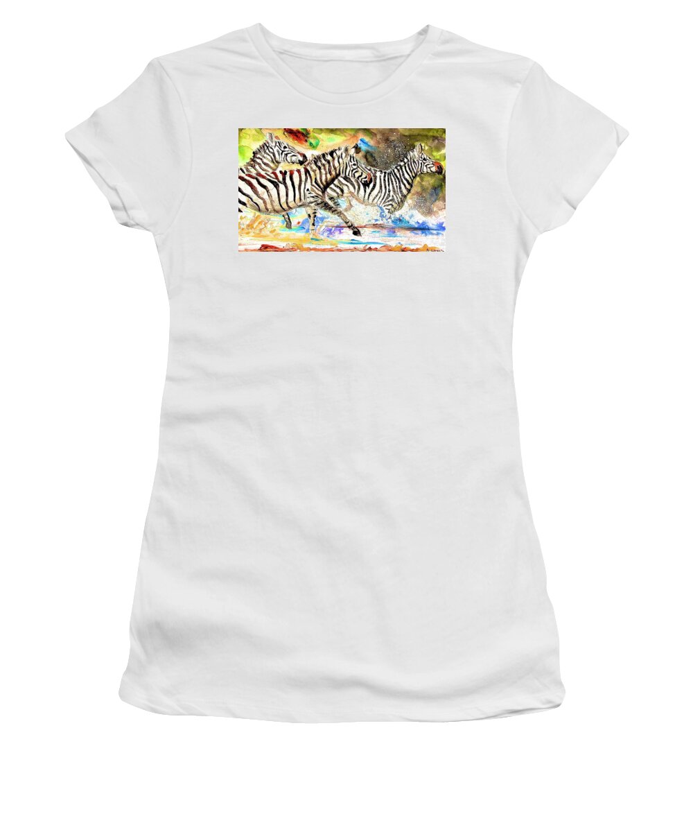 African Paintings Women's T-Shirt featuring the painting L 113 by Albert Lizah