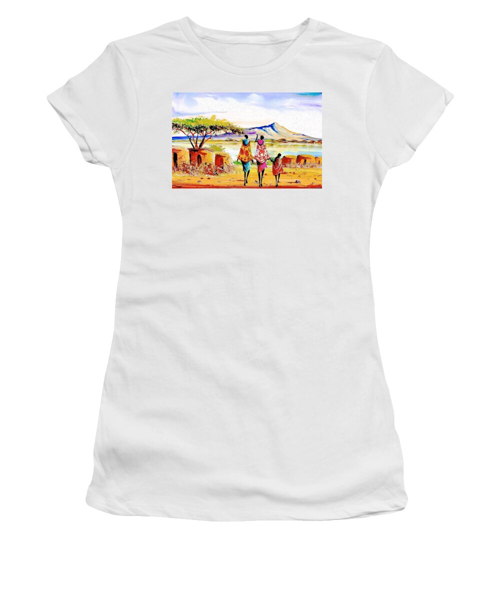 African Paintings Women's T-Shirt featuring the painting L 96 by Albert Lizah