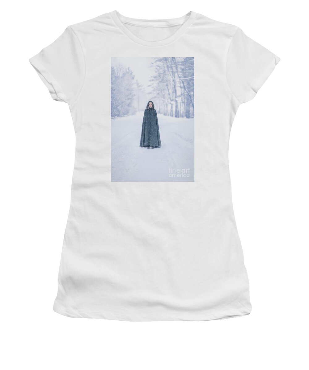 Kremsdorf Women's T-Shirt featuring the photograph Lady Of The Winter Forest by Evelina Kremsdorf