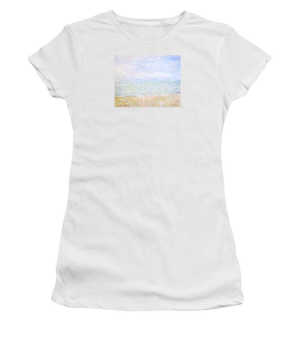 Impressionism Women's T-Shirt featuring the painting Lake Michigan at Oak St Bch Chicago by Glenda Crigger