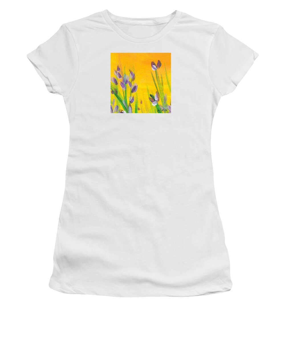 Lavender Women's T-Shirt featuring the painting Lavender - Hanging Position 1 by Val Miller
