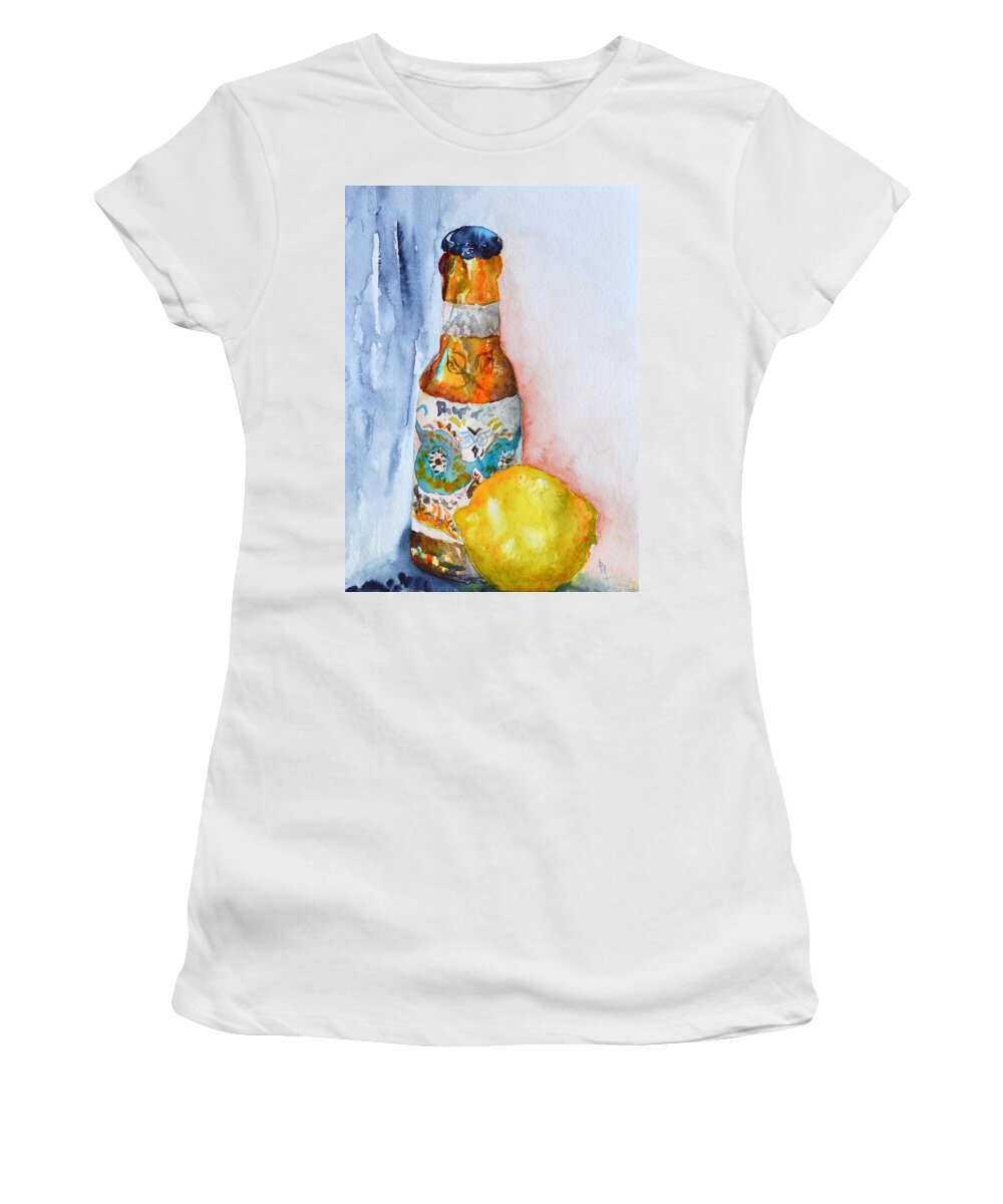 Pilsner Women's T-Shirt featuring the painting Lemon and Pilsner by Beverley Harper Tinsley