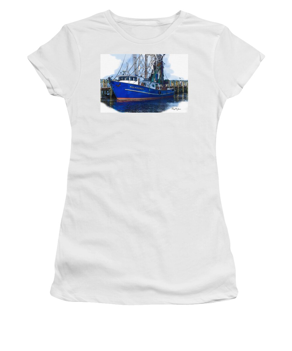 Shrimp Boat Women's T-Shirt featuring the photograph Let's Go Shrimping by Barry Jones
