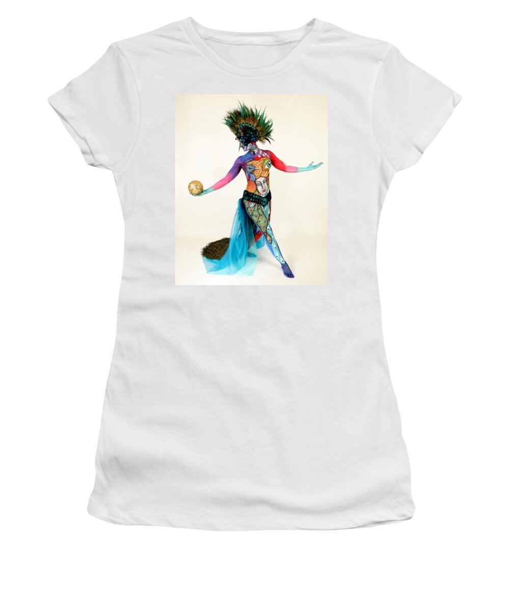 Bodypaint Women's T-Shirt featuring the photograph Letting Go by Angela Rene Roberts and Cully Firmin