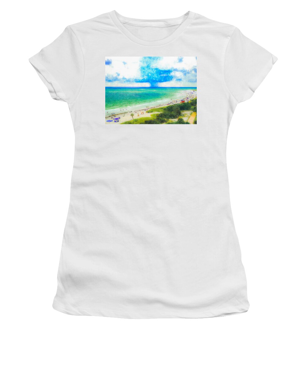 Lido Beach In Summer 2 Women's T-Shirt featuring the photograph Lido Beach in Summer 1 by Susan Molnar