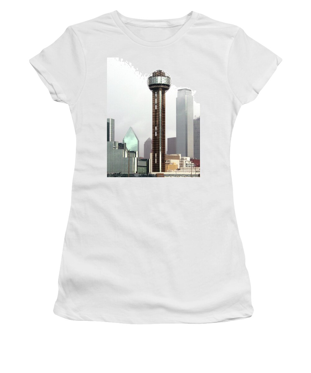 Landmark Women's T-Shirt featuring the photograph Lifting Fog On Dallas Texas by Robert Frederick