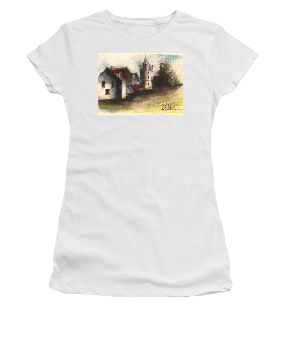 Seascape Women's T-Shirt featuring the painting Lighthouse by Day by Diane Strain
