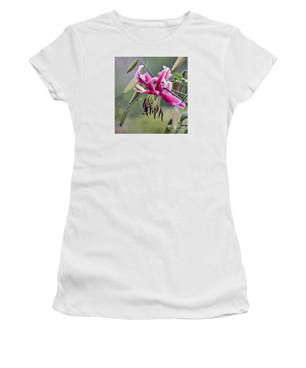 Flower Women's T-Shirt featuring the photograph Lily in the Pink by Kerri Farley