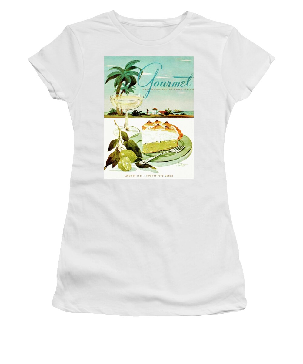 Food Women's T-Shirt featuring the photograph Lime Meringue Pie With Champagne by Henry Stahlhut