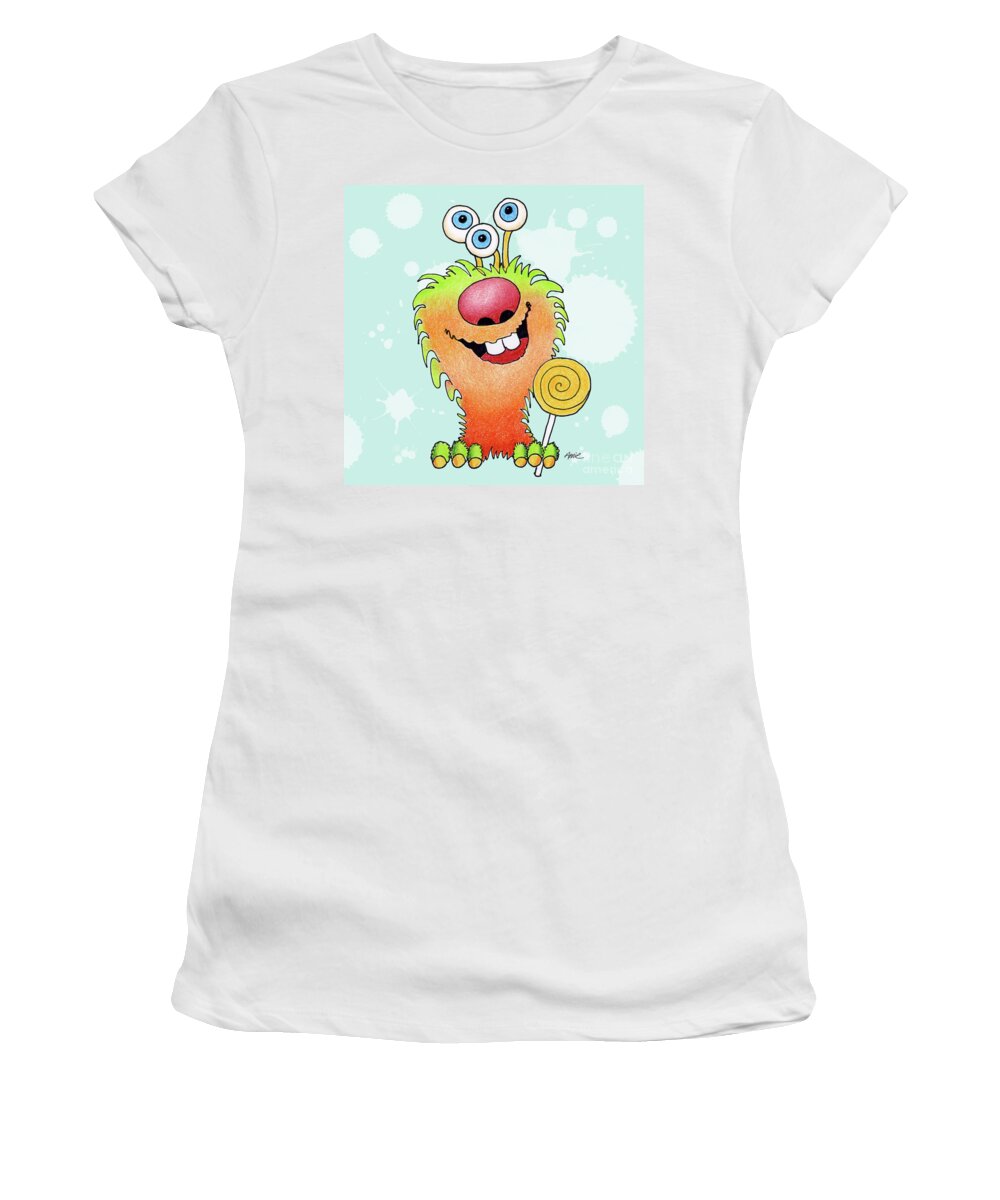Color Pencil Women's T-Shirt featuring the painting Lolli Pop Monster by Annie Troe