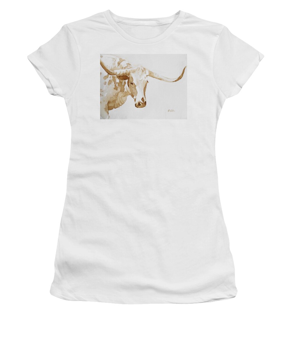 Coffee Women's T-Shirt featuring the painting Longhorn by Judy Fischer Walton