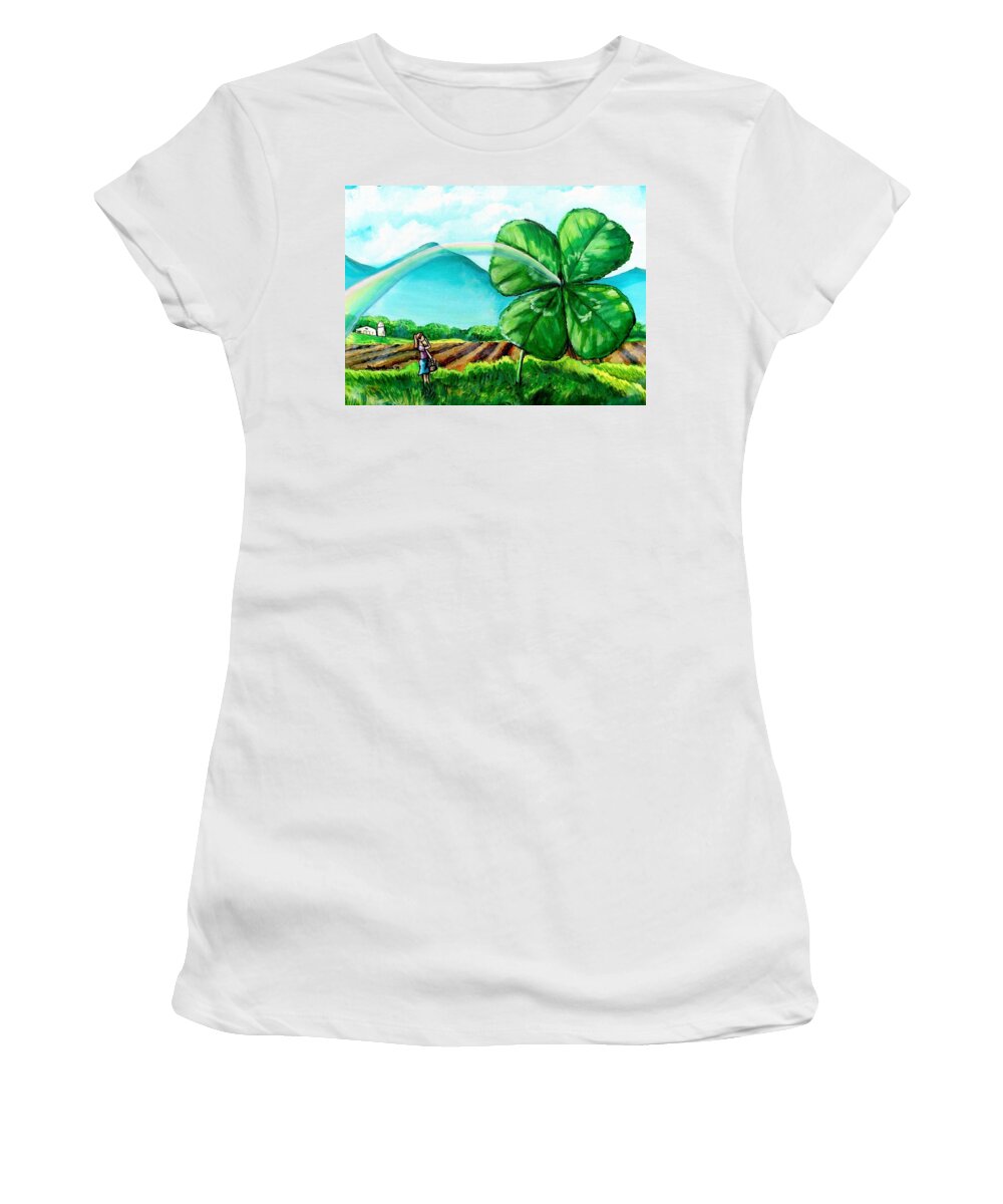 Shamrock Women's T-Shirt featuring the painting Luck of the Dale by Shana Rowe Jackson