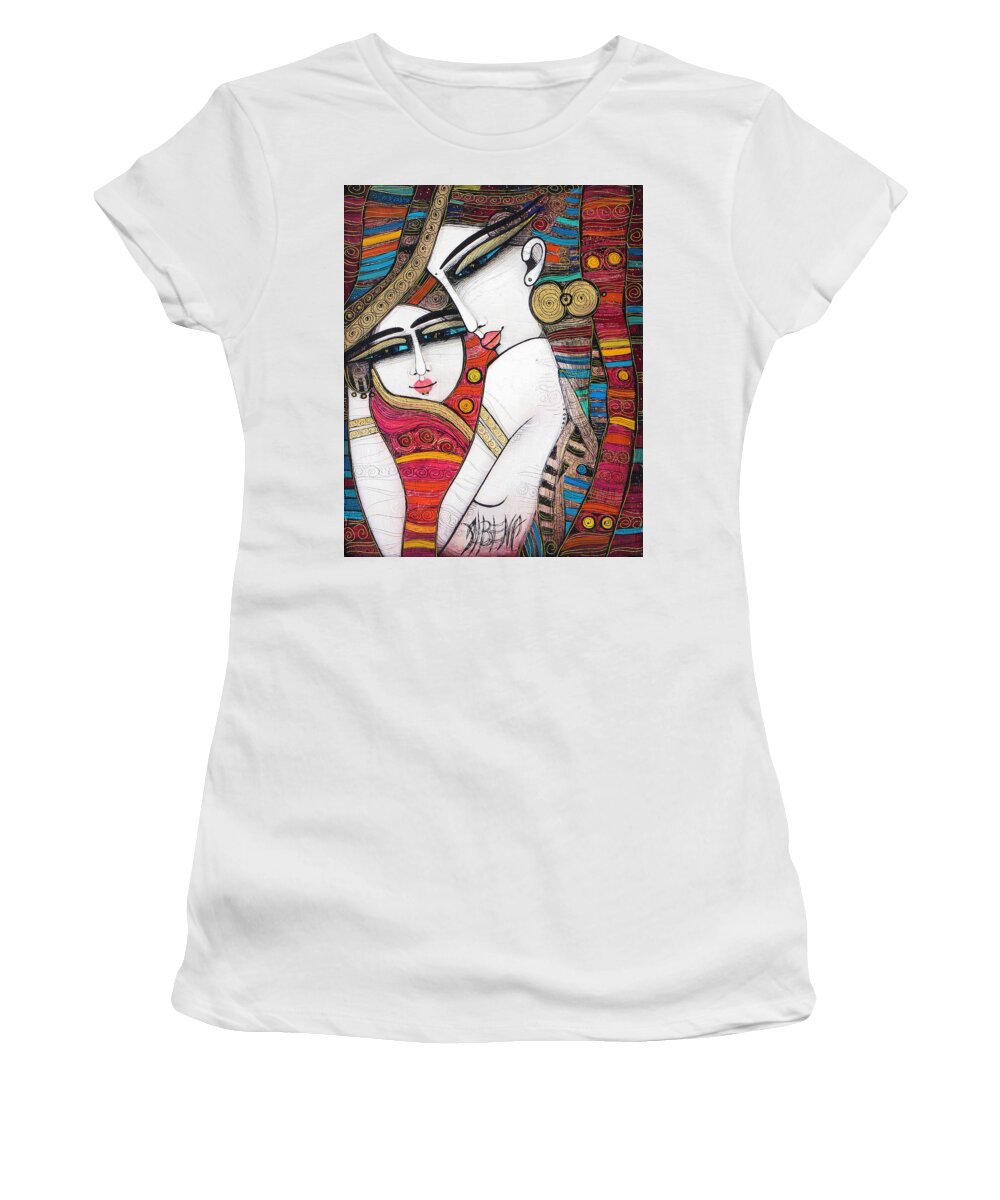Albena Women's T-Shirt featuring the painting Madone by Albena Vatcheva