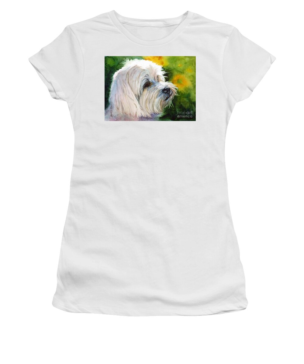 Maltese Women's T-Shirt featuring the painting Maltese by Bonnie Rinier