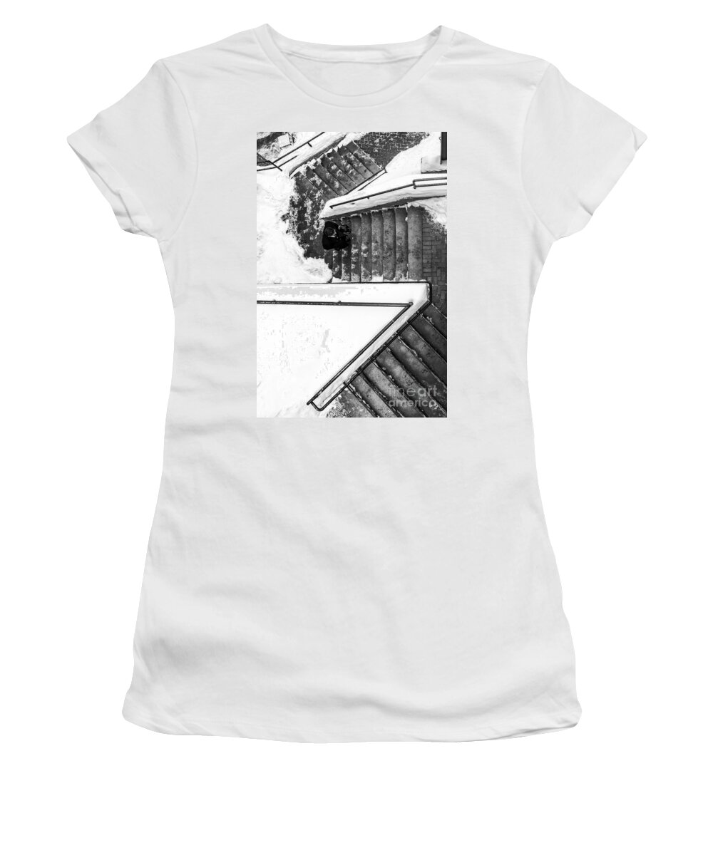 New Hampshire Women's T-Shirt featuring the photograph Man on staircase Concord New Hampshire by Edward Fielding