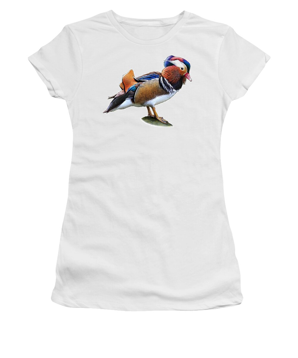 Nature Women's T-Shirt featuring the photograph Mandarin Duck by Roger Hall