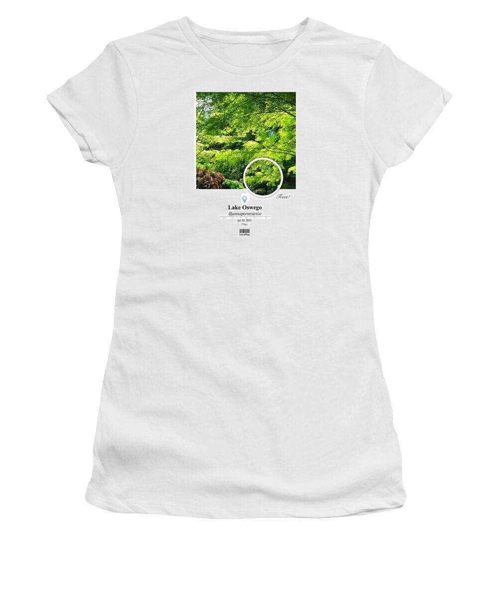 Gfd03_trees Women's T-Shirt featuring the photograph Maple Tree, Spring Sunlight In My by Anna Porter