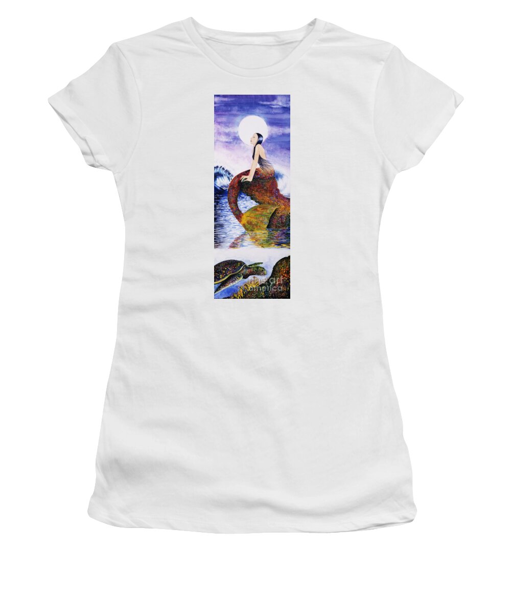 Ocean Women's T-Shirt featuring the painting Mermaid Love by Frances Ku