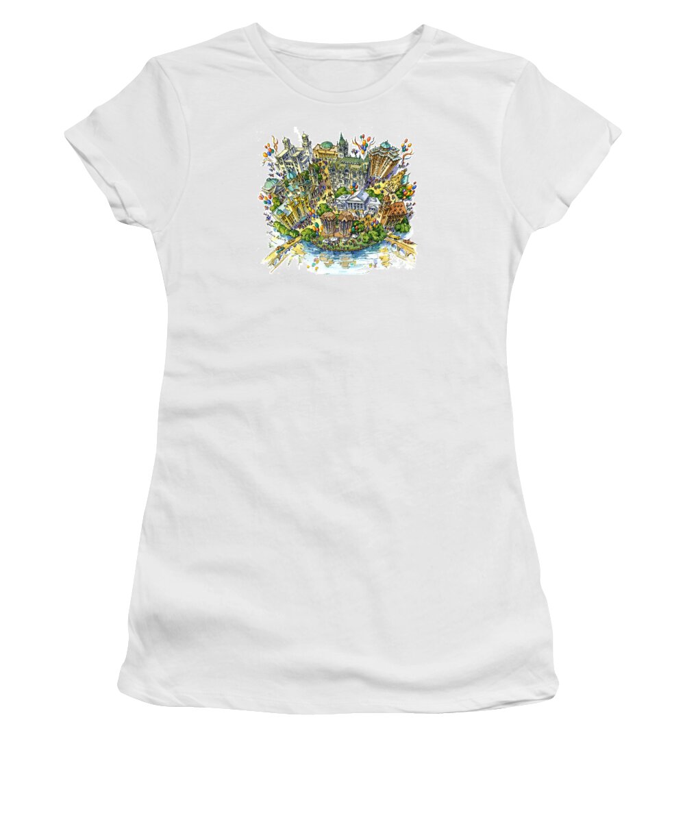 Richmond Women's T-Shirt featuring the painting Merry Richmond by Maria Rabinky
