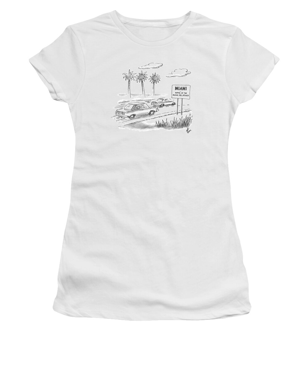 Miami Women's T-Shirt featuring the drawing Miami: Home Of The Miami Relatives by Frank Cotham